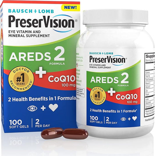 PreserVision AREDS 2 Eye Vitamins CoQ10 for 100 Softgels