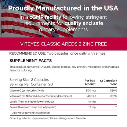 Viteyes AREDS 2 Zinc Free Macular 180 Ct