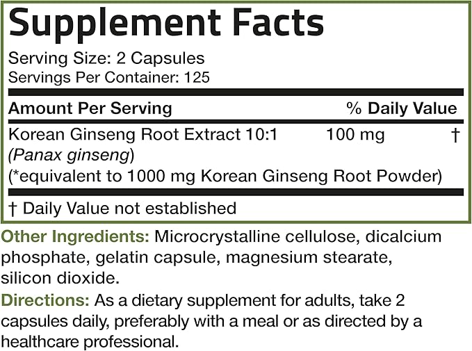 Bronson Korean Panax Ginseng Supports Energy, 250 Capsules