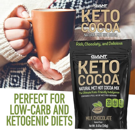 Keto Cocoa | Delicious Sugar Free Instant Hot Chocolate Mix with 6g of MCTs for Ketogenic Diet Low Carb Lifestyle | No Gluten | 20 Servings