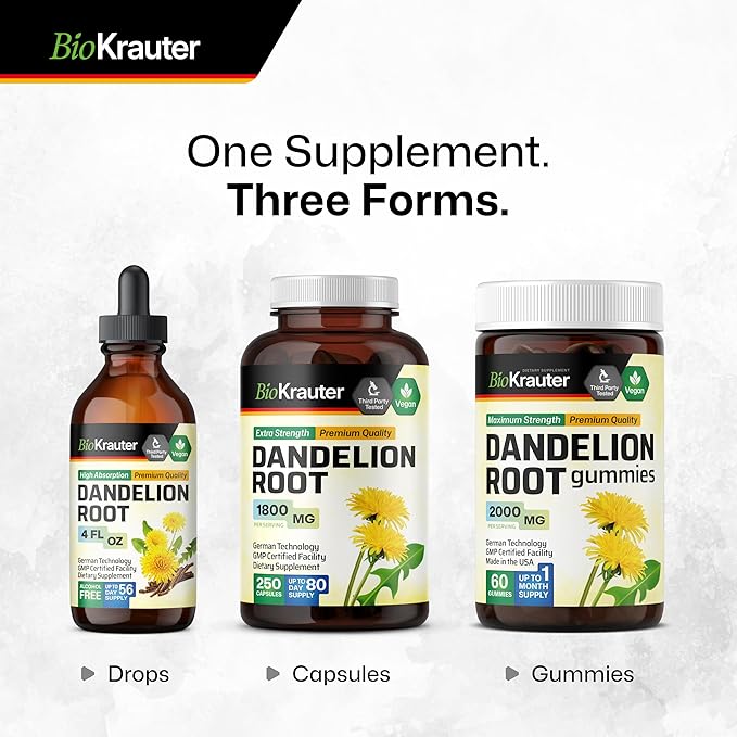 Dandelion Root Capsules 1800 mg