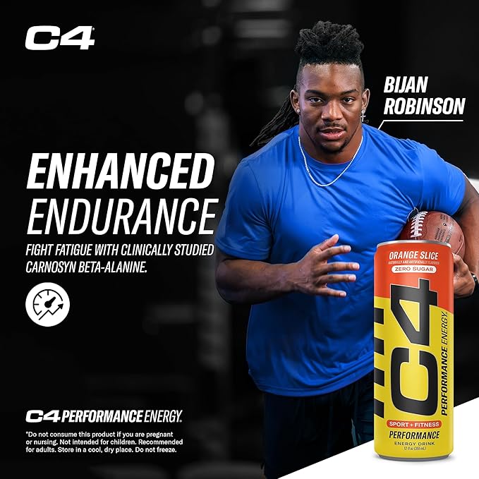 Cellucor C4 Performance Energy Drink | Zero Sugar Carbonated Preworkout Energy | 150mg Caffeine with Beta Alanine | Orange Slice | 12 Fl Oz (12 Pack)