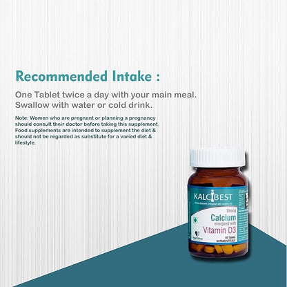 KalciBest Calcium Tablets for Men & Women 60 Vegan D3 -