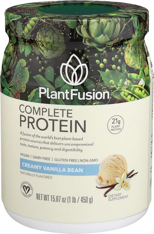 PlantFusion Complete Vegan Protein Powder - Plant Based Protein Powder With BCAAs, Digestive Enzymes and Pea Protein - Keto, Gluten Free, Soy Free, Non-Dairy, No Sugar, Non-GMO - Vanilla Bean 1 lb