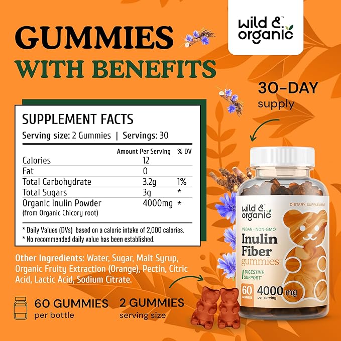 Inulin Fiber Gummies 4000mg 60 Prebiotic