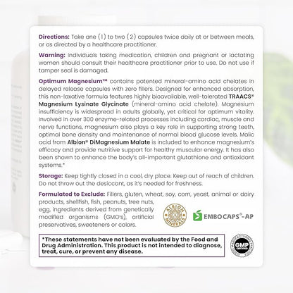 Pure TheraPro Rx Optimum Magnesium Lysinate Glycinate & Di-Magnesium Malate, Made in USA | 2 Month Supply | Chelated for Maximum Absorption, Supports Bone Health & Energy, Non-GMO