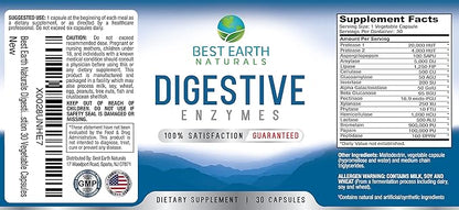 Best Earth Naturals Digestive Enzymes Maximum Strength Formula to Help Promote Healthy Digestion 30 Vegetable Capsules