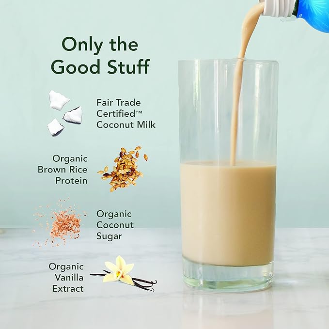 ALOHA Organic Plant Based Vanilla Ready to Drink Protein Shake w/MCT Oil (12 ct, 12oz Bottle) 20g Protein, Meal Replacement, Low Sugar & Carb, Gluten-Free, Paleo, Non-GMO, No Soy, Stevia or Sugar Alcohol…