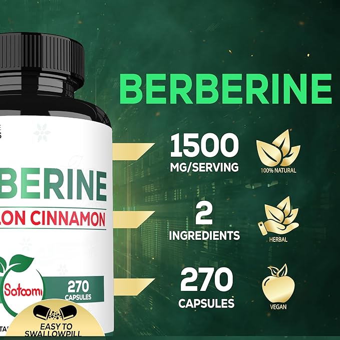 Berberine with Ceylon Cinnamon Supplement 1500mg Extra 270 Capsules