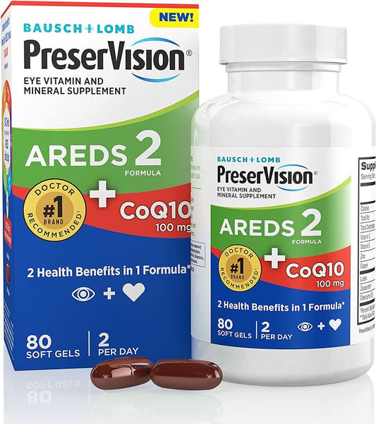 PreserVision AREDS 2 Eye Vitamins CoQ10 for 80 Softgels