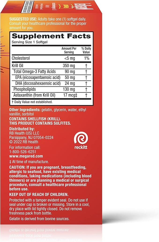 MegaRed Krill Oil 350mg Omega 3 #1 Dr 130 Softgels (130 Servings)