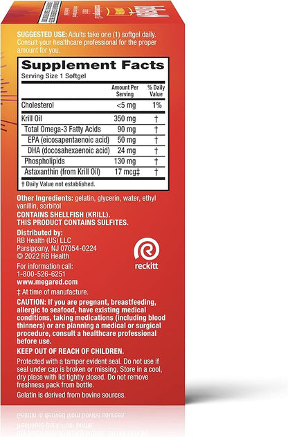 MegaRed Krill Oil 350mg Omega 3 #1 Dr 130 Softgels (130 Servings)