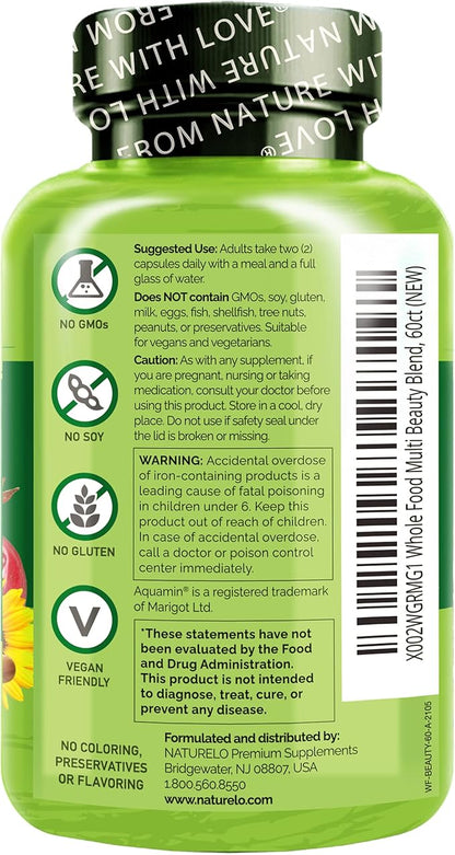 NATURELO Whole Food Multivitamin with Extra 60 Vegan