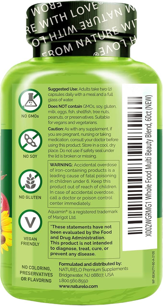 NATURELO Whole Food Multivitamin with Extra 60 Vegan