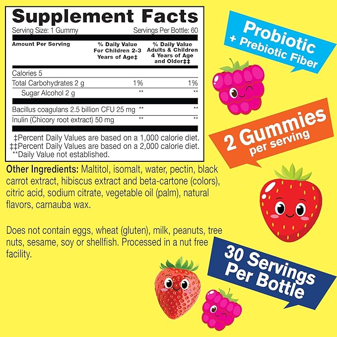 Kids Probiotic Gummies with Prebiotic Fiber