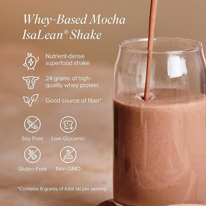 IsaLean Protein Shake - Complete Superfood Meal Replacement for Maintaining Healthy Weight and Lean Muscle Growth with 24 Vitamins and Minerals - 28.6 oz - 14 Meal Canister (Mocha) - Canister