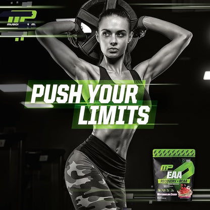 Muscle Pharm EAA Recovery + BCAAs, Post Workout Essential Amino Acids Powder, Pre Workout Energy Supplement for Men & Women with Branched Chain Amino Acids, 30 Servings (Watermelon Crush)