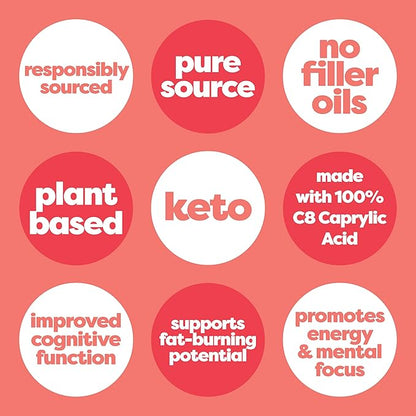 Kiss My Keto MCT Oil C8 – 32 oz Pure C8 MCT Oil Keto Fuel – Pure MCT Oil Bottle with Pump – High Octane MCT C8 Oil Caprylic Acid – Keto Pure MCT Coconut Oil Brain Fuel – Liquid Coconut MCT Oil Pure