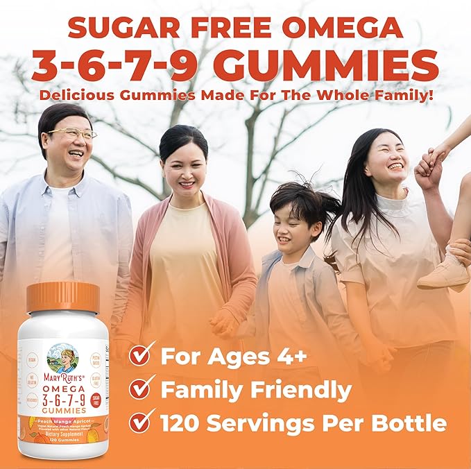 Vegan Omega 3 6 7 9 4 Month 3 Supplement 3 Gummies 120 Count