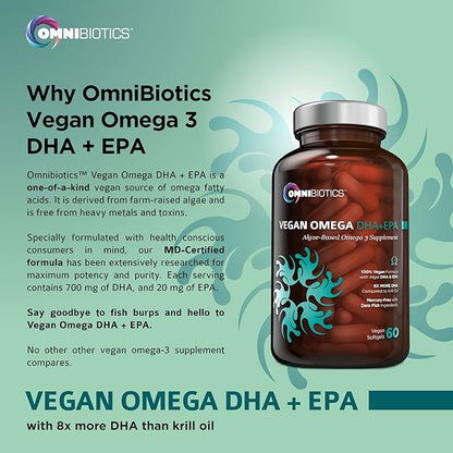 Vegan Omega DHA+EPA 8X More Omega-3, Omega-6, Omega-6, DHA,