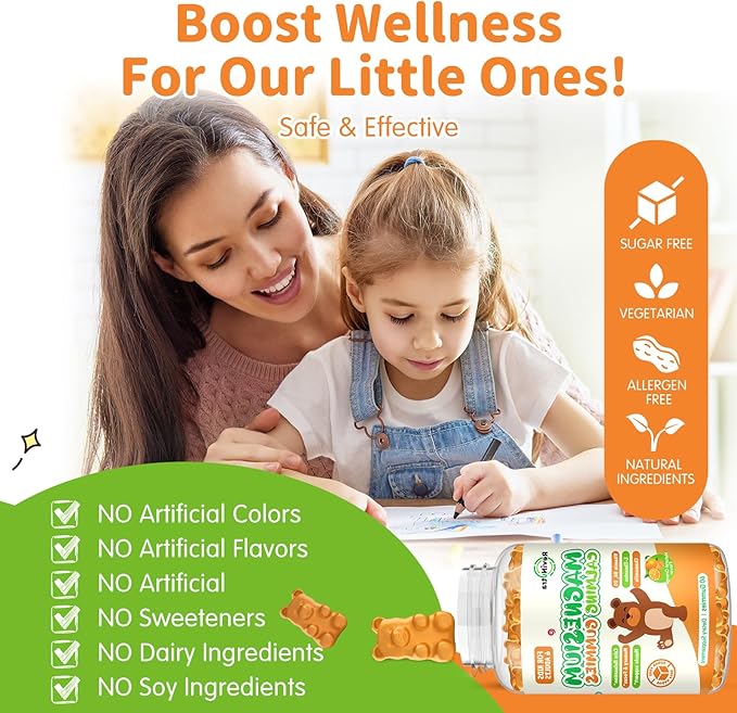 Magnesium Gummies for Kids - Magnesium Glycinate, L-Threonate Supplement with L-Theanine, Vitamin B6, D3 for Adults & Kids, Calm Magnesium for Sleep, Relaxation, Brain, Bones,Sugar Free Orange 120ct