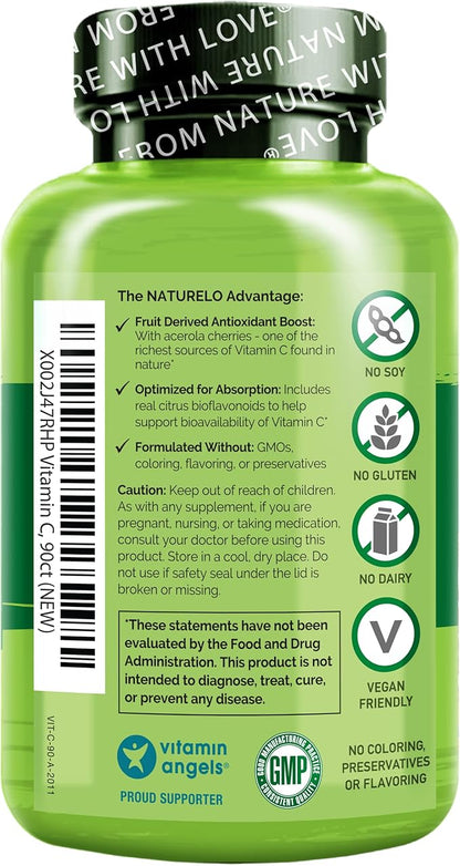 NATURELO Vitamin C with Organic Acerola 500 mg 90 Capsules