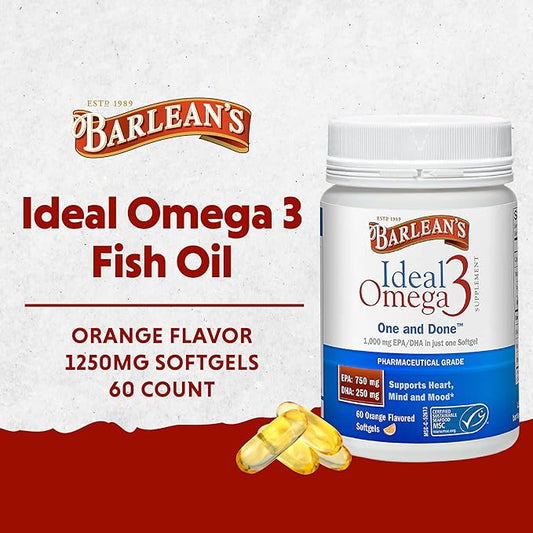 Barlean's Ideal Omega 3 Fish Oil 1,000 mg 60 ct