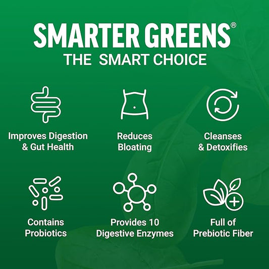 Force Factor Smarter Greens Superfoods Powder to Support Digestion, Gut Health, Bloating, Greens Powder with Probiotics, Prebiotics, Digestive Enzymes, & Adaptogens, Pomegranate Berry, 60 Servings
