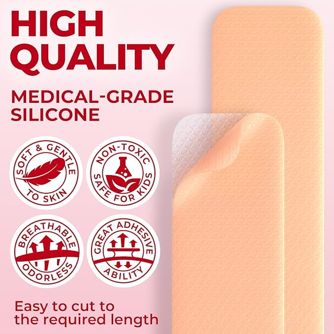 Medical Grade Silicone Scar Sheets 6pk (7”x1.6”) (7”x1.6”) -