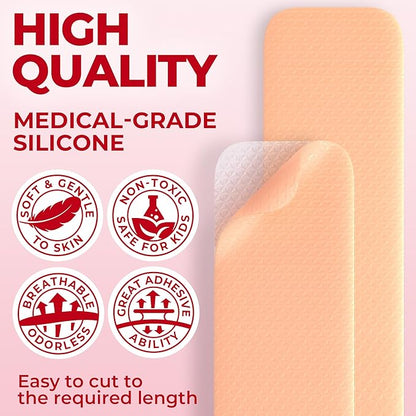 Medical Grade Silicone Scar Sheets 4pk (7”x1.6”) (7”x1.6”) -