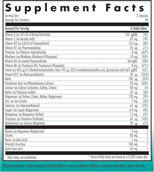 Nutricology MVM-A Supplement - Multivitamin for Men & Women, with Iron, Daily Vitamins, for Adults, High Potency, Bioavailable, Vegetarian Capsules - 180 Count