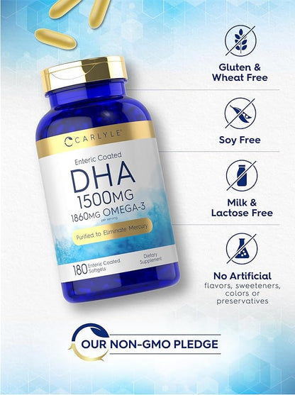 Carlyle DHA Supplement 1500mg 180 Softgels Omega-3 Supplement