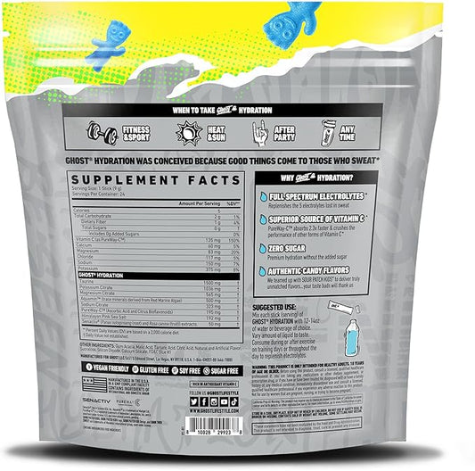 GHOST Hydration Packets, Sour Patch Kids 24 Sticks,