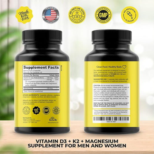 Vitamin D3 5000 IU + K2 90 Capsules