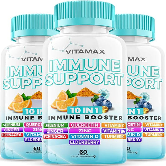 10-in-1 Immune System Support Booster D3, Selenium, B6, Echinacea (60 Count 3))