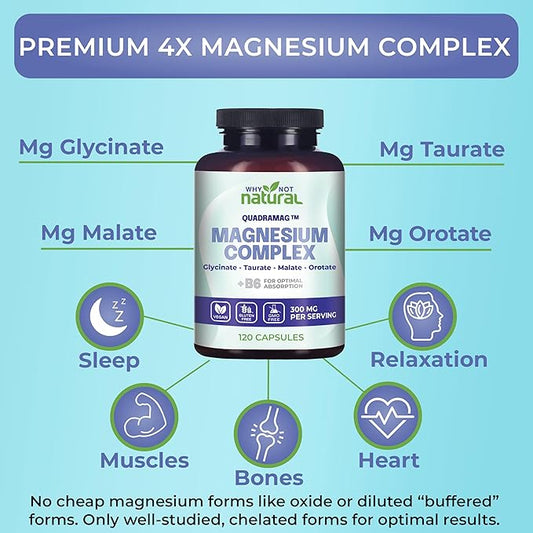 4-in-1 Magnesium Complex Supplement 300 mg 120 Capsules