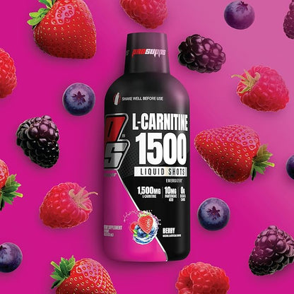 PROSUPPS L-Carnitine Stimulant Free Liquid Shots for Men & Women - Workout Drink for Performance & Muscle Recovery - Clean Energy, No Sugar, No Carbs (31 Servings, 1500 Berry)