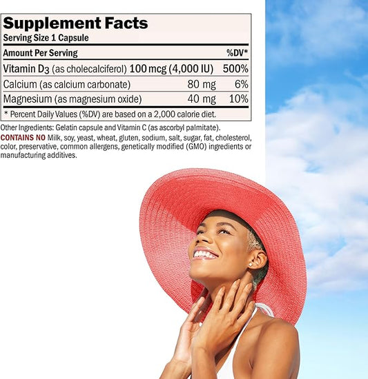 Andrew Lessman Vitamin D3 4000 IU 180 Capsules – High Potency, Essential for Calcium Absorption, Supports Bone Health, Healthy Muscle Function, Immune System and More. Small Easy to Swallow Capsules