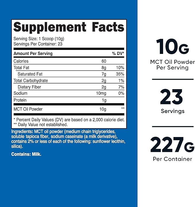 Nutricost Premium MCT Oil Powder .5LBS - Best For Keto, Ketosis, and Ketogenic Diets - Zero Net Carbs, Non-GMO and Gluten Free