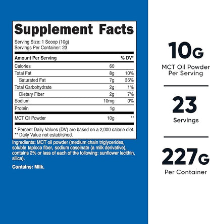 Nutricost Premium MCT Oil Powder .5LBS - Best For Keto, Ketosis, and Ketogenic Diets - Zero Net Carbs, Non-GMO and Gluten Free