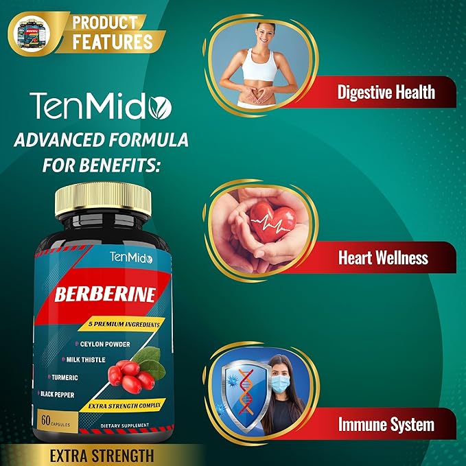 Berberine Extract Capsules 4250mg, 2 Months