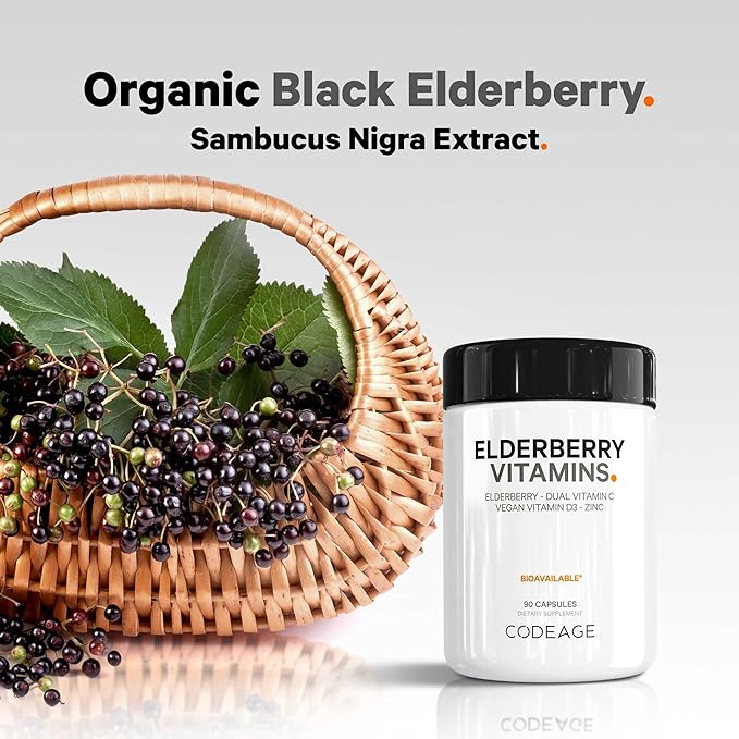 Codeage Organic Black Elderberry Supplement 90 Capsules