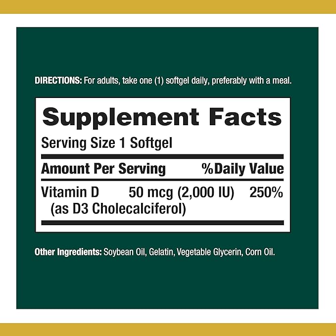Nature's Bounty Vitamin D3, Immune and 2000IU, 240 240 Rapid