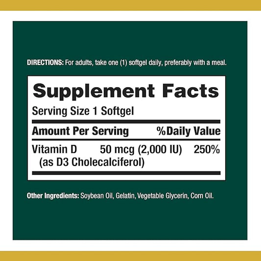 Nature's Bounty Vitamin D3, Immune and 2000IU, 240 240 Rapid