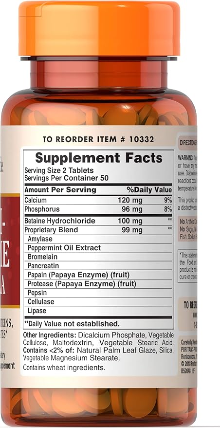 Puritan's Pride Multi Enzyme Tablets, Digestive 100 ct
