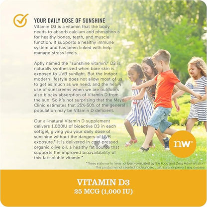 NatureWise Vitamin D3 1000iu (25 mcg) 1 Month Supply for Healthy Muscle Function, Bone Health and Immune Support, Non-GMO, Gluten Free in Cold-Pressed Olive Oil, Packaging May V, 30 Count