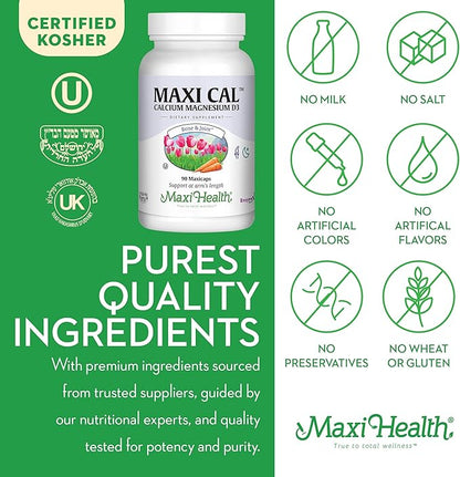 Maxi Health Calcium 1000 mg Supplement D3 (1000 (1000 IU) (500 mg) 90 Capsules