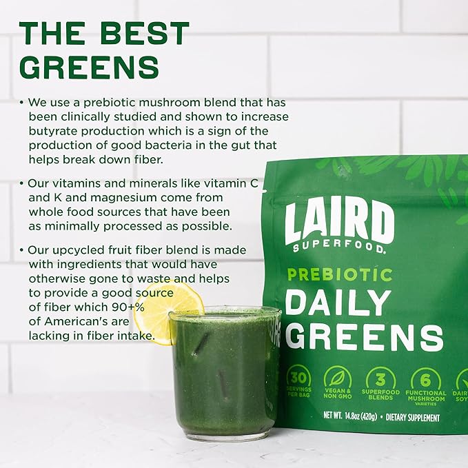 Laird Superfood Prebiotic Daily Greens Powder 15 Single