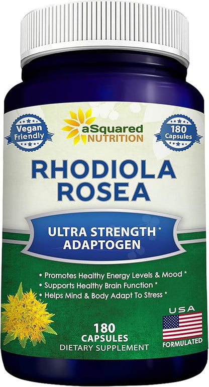 aSquared Nutrition Rhodiola Rosea Supplement 1000mg 180 Vegan
