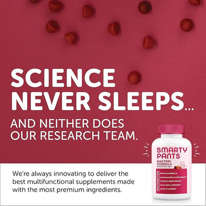 SmartyPants Women's Masters 50+ Multivitamin: Vitamin D3 & CoQ10 for 3 Fish B6, 120 120 Count (30 Day